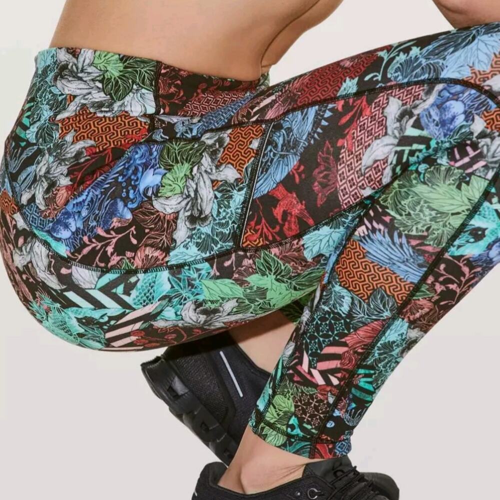 Lululemon Speed Up Tight Zen Clash Multi Colorful Print Multiple Pockets Size 4